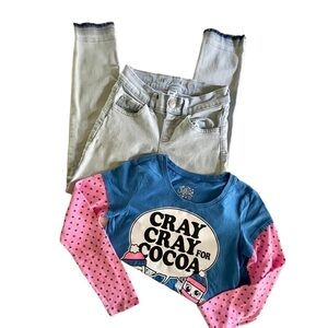 JUSTICE, GIRLS JEGGINGS & TOP. SIZE 10